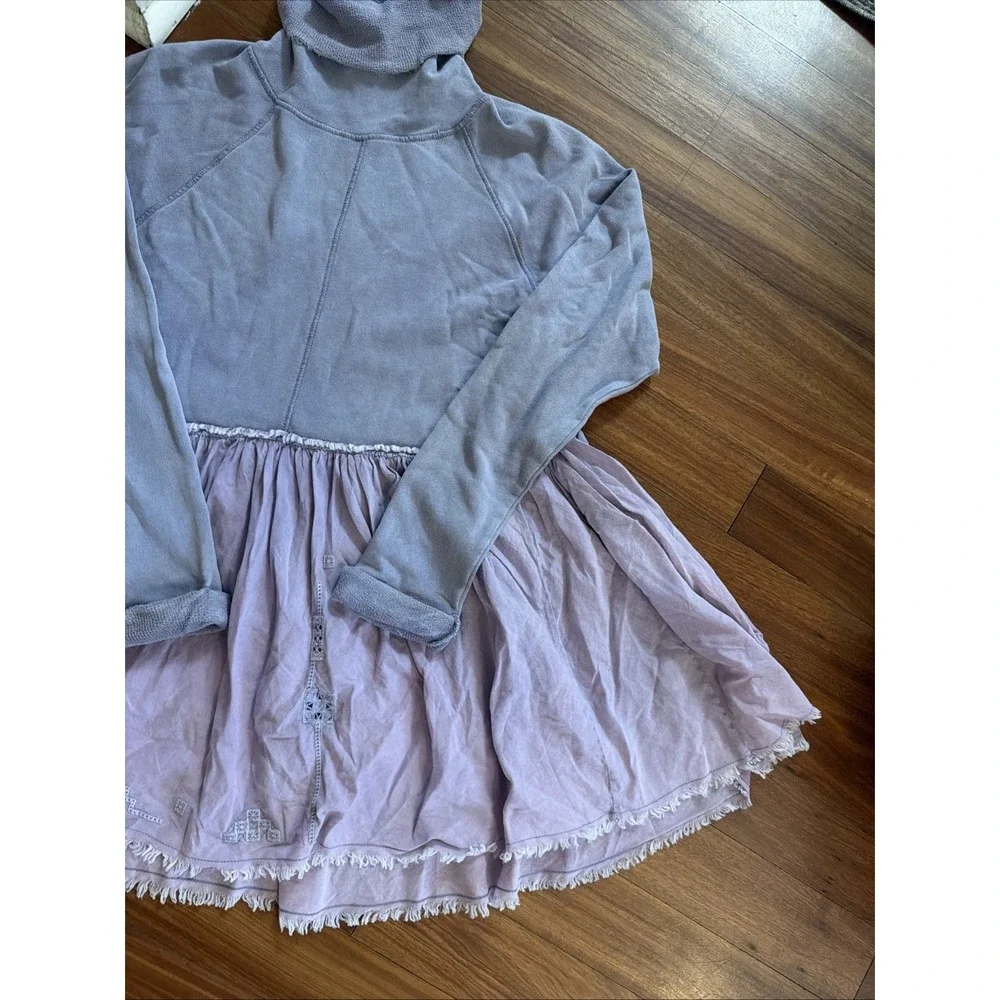 Free People NWT Turtleneck Long Sleeve Mini Dress Purple Twofer Size Medium